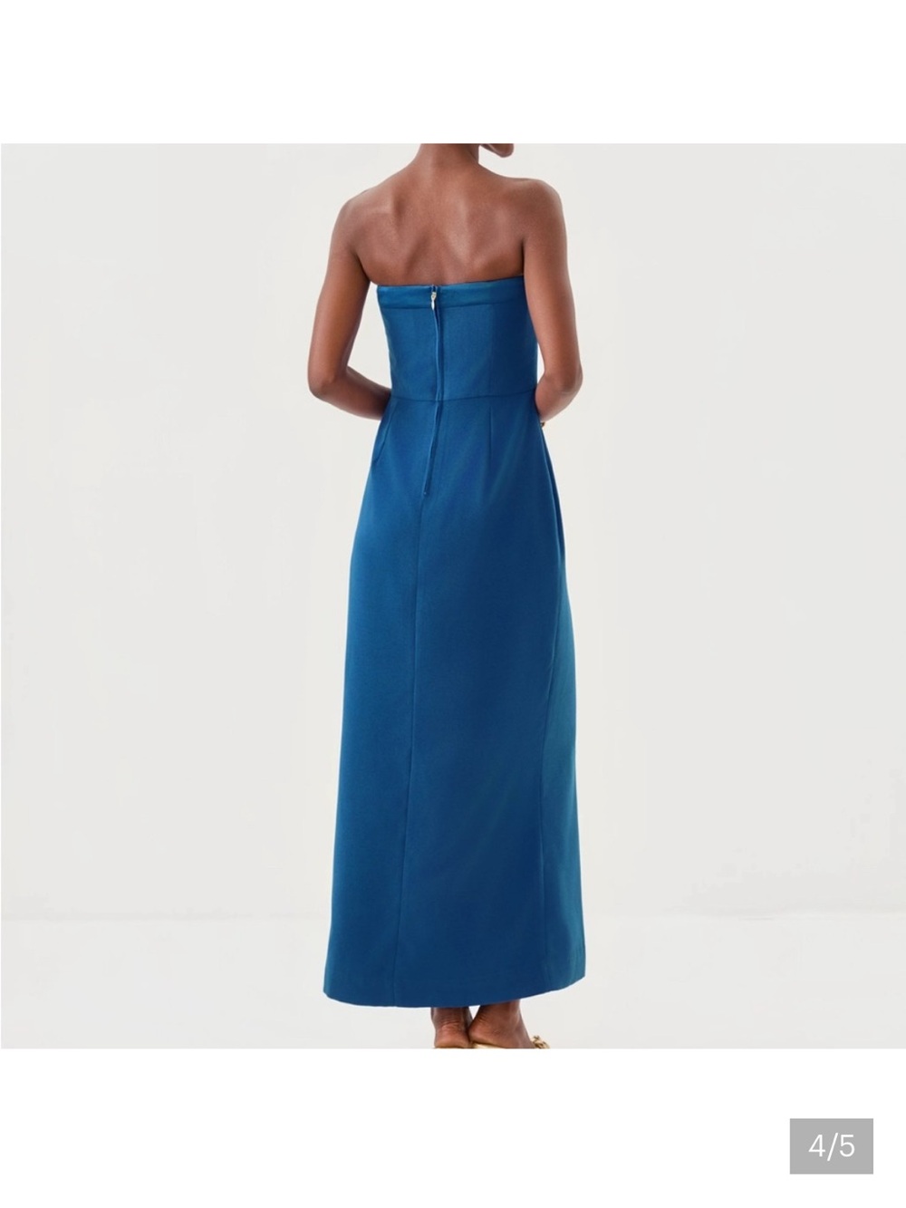 Lilly Pulitzer Strapless Blue Formal Maxi Dress with Floral Accent NWOT Size 10 - Picture 2 of 7